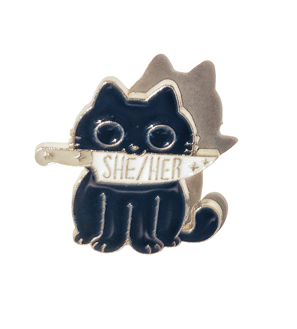 Pronoun Cat Pin: Show Your Pride in Style!