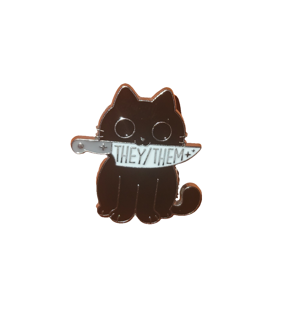 Pronoun Cat Pin: Show Your Pride in Style!